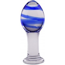 Blue Glass Crystal Ball Anal Plug G-spot Stimulator Butt Pleasure Wand Mushroom